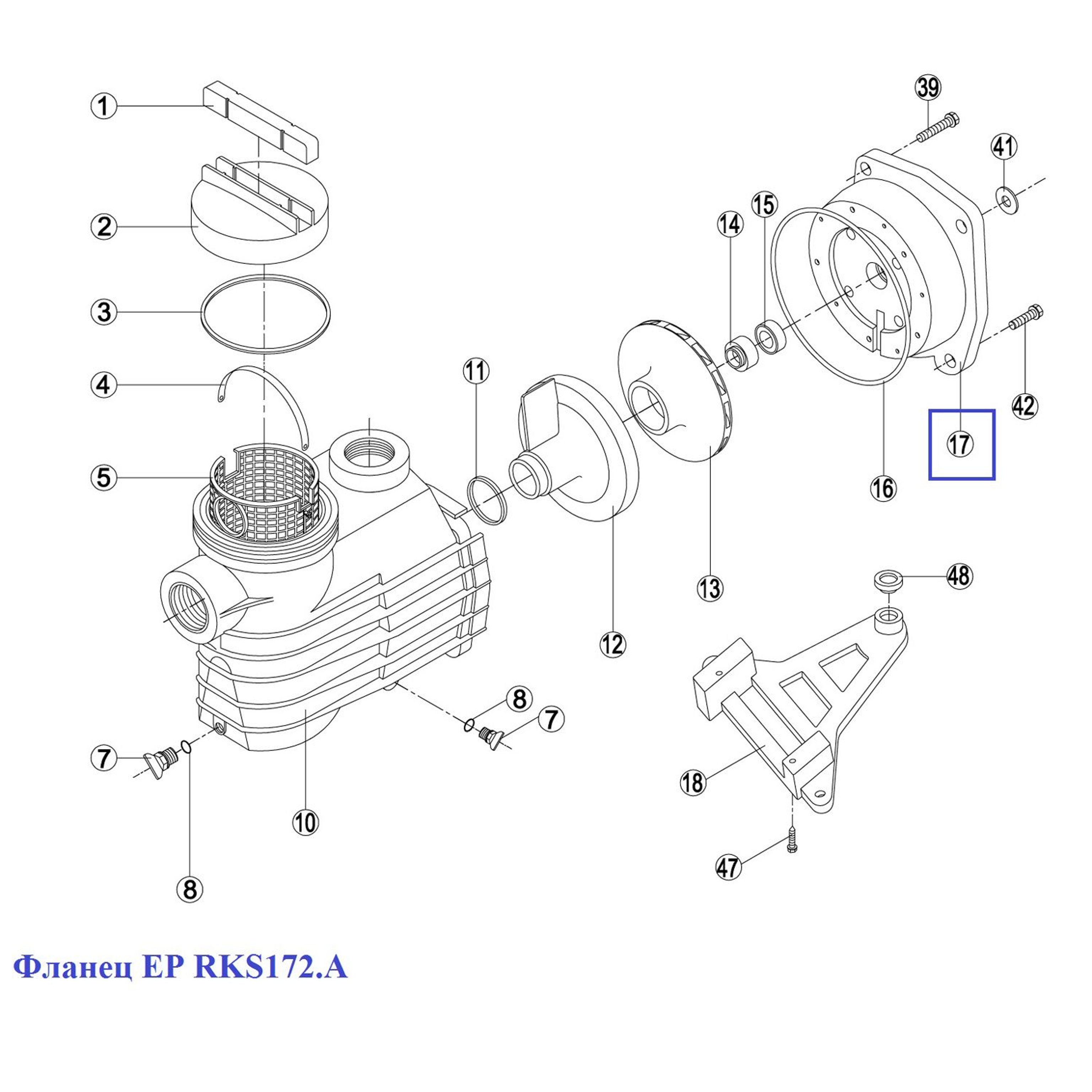 Крышка задняя (фланец) насоса KNG, KS, EP - RKS 172.A/ RBH0008.02R (RPUM0017.02R), Артикул: 3061, Запчасти