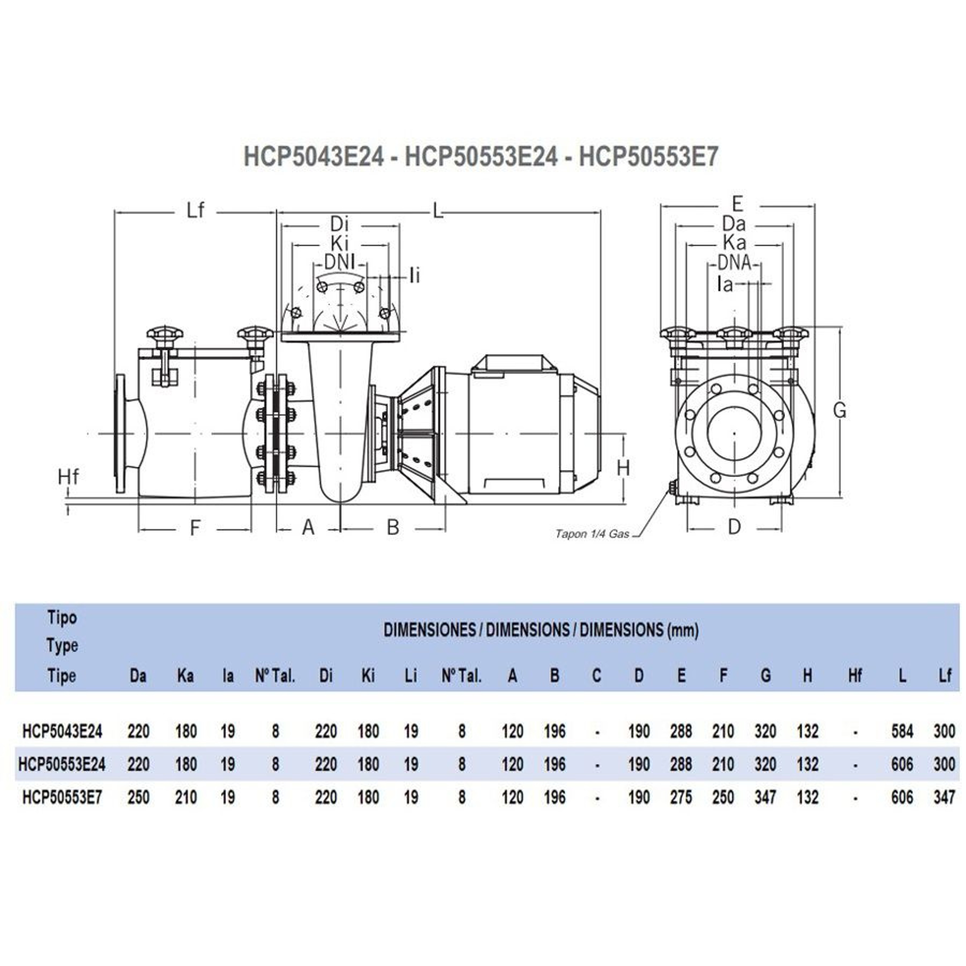 Насос для бассейна Hayward HCP501253E7 (135м³/ч 9.19кВт 380В), Артикул: 21303