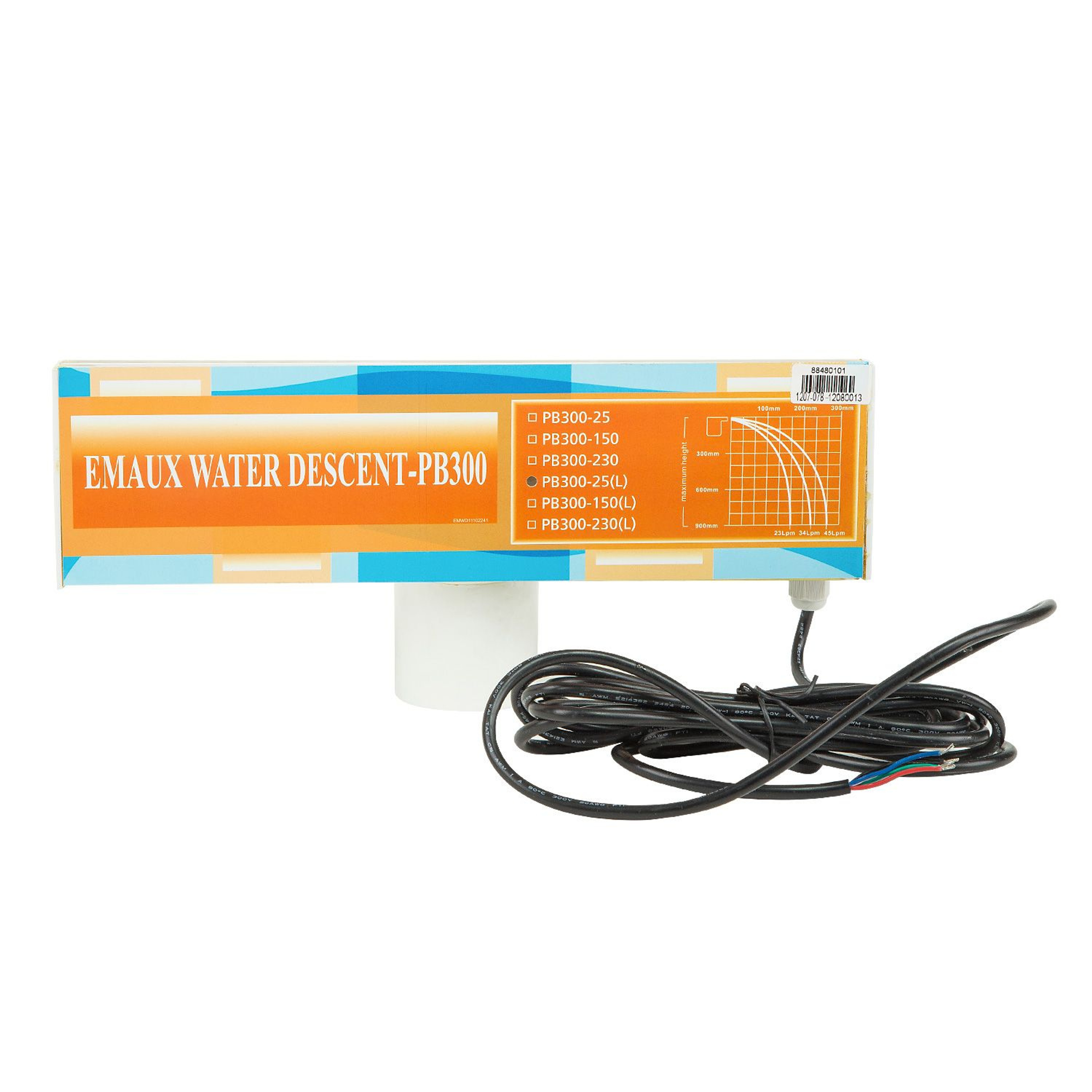 Стеновой водопад Aquaviva PB 300-25(L) с LED подсветкой (306х138х76 мм), Артикул: 7340, Водопады для бассейнов