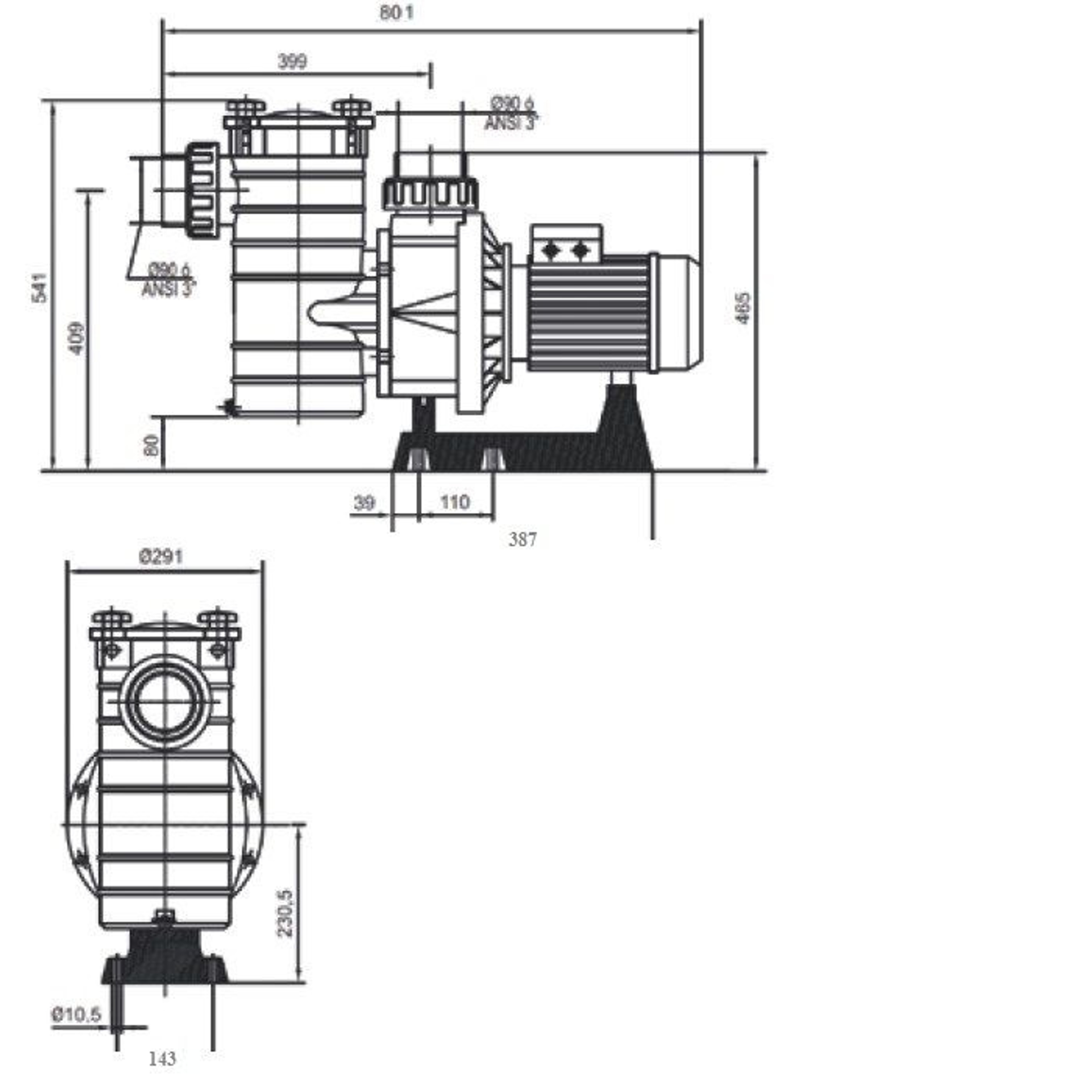 Насос для бассейна Hayward HCP38303E KAP300 T1 IE3 (48м³/ч 2.21кВт 380В), Артикул: 17985