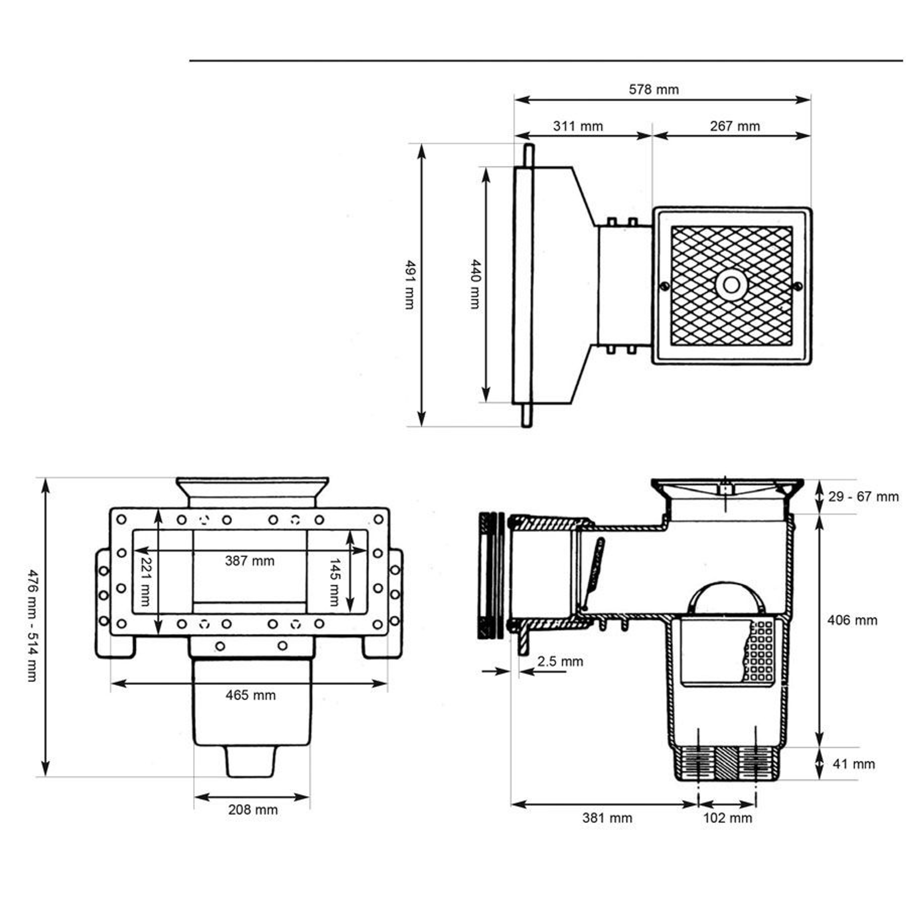 Скиммер Hayward SP1085 AutoSkim Wide лайнер, Артикул: 32292, Закладные для бассейна