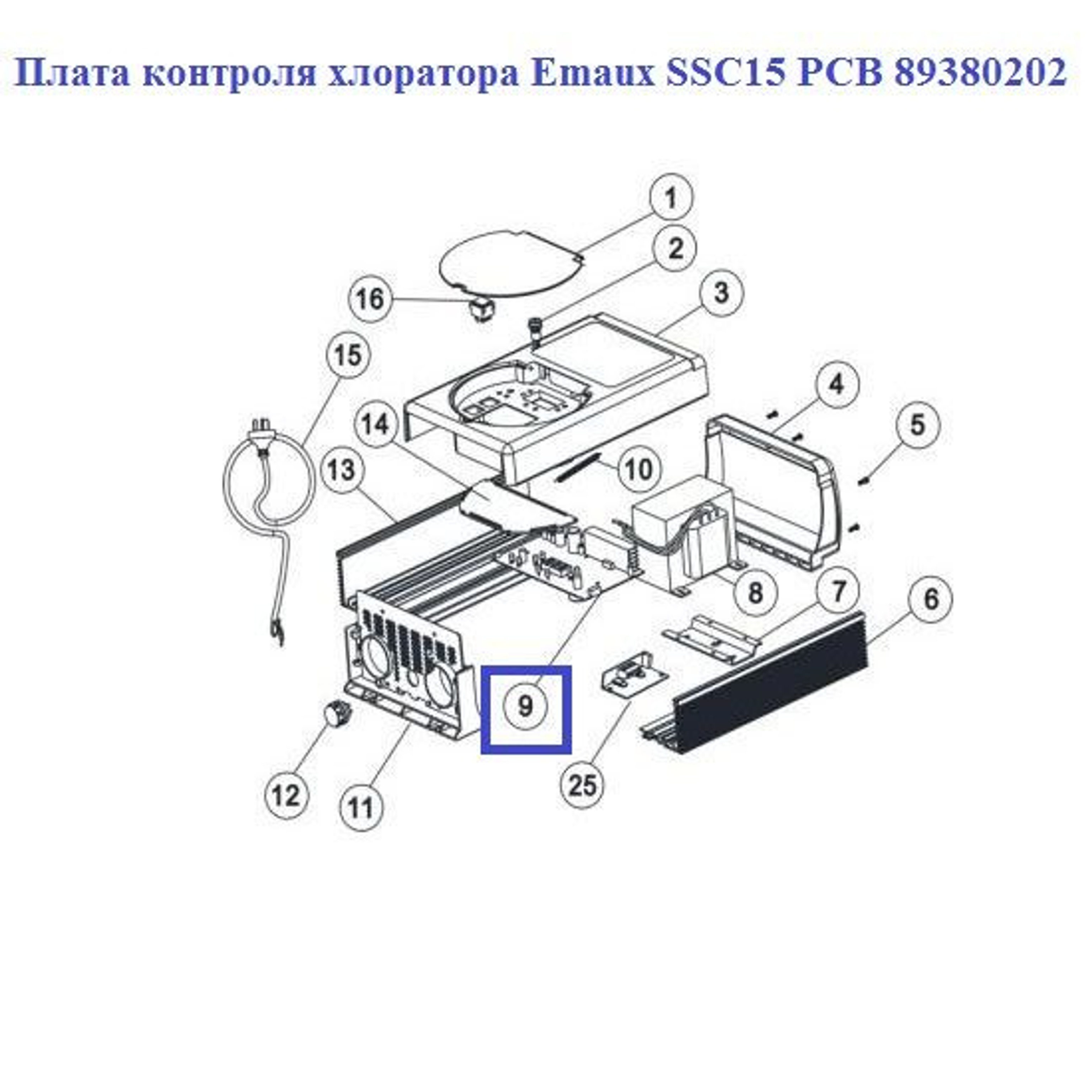 Плата контроля хлоратора Aquaviva SSC15 PCB 89380202, Артикул: 11912, Для дезинфицирующего оборудования